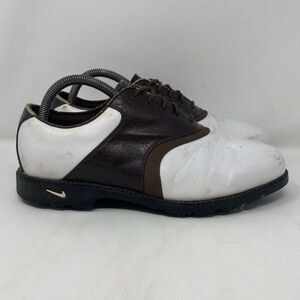 Nike Golf Air Zoom Brown White Leather Shoes Mens 7W Wide EU 40